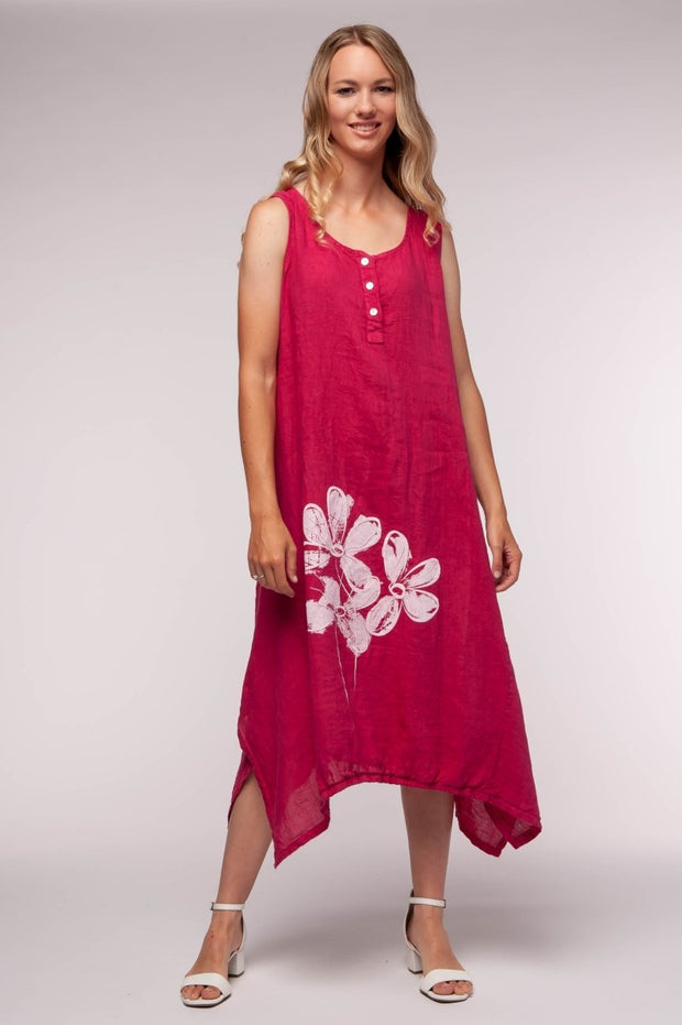 Euro Linen Flower Midi Dress - Breathable Naturals | Glam & Fame Clothing
