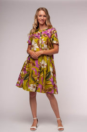 Euro Linen Frock Dress Print - Breathable Naturals | Glam & Fame Clothing