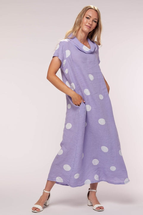 Euro Linen Maxi Dress Spots - Breathable Naturals | Glam & Fame Clothing