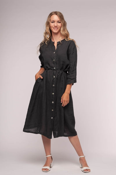 Euro Linen Midi Shirt Dress - Breathable Naturals | Glam & Fame Clothing