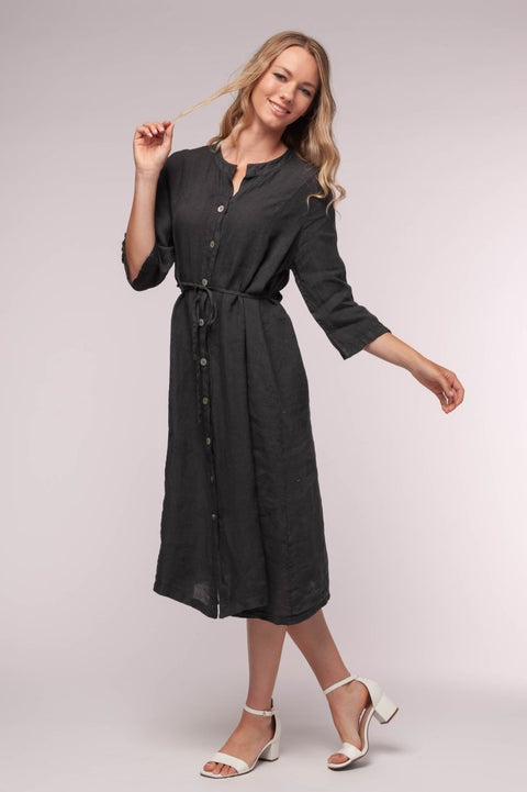 Euro Linen Midi Shirt Dress - Breathable Naturals | Glam & Fame Clothing