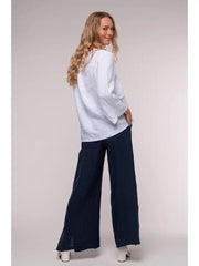 Euro Linen Patch Detail Blouse - Breathable Naturals | Glam & Fame Clothing