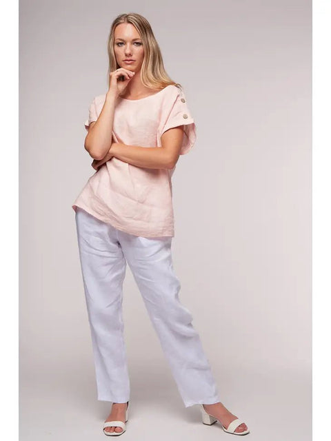Euro Linen Shoulder Button Top