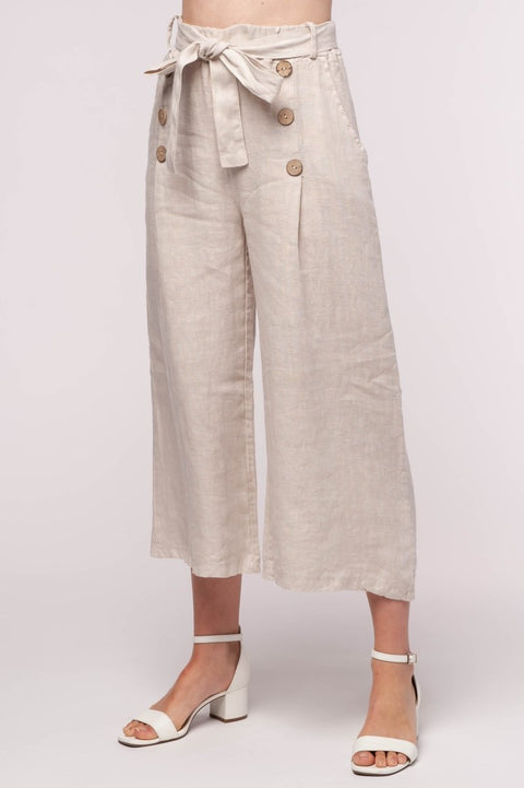 Euro Linen Tie Waist Culotte - Breathable Naturals | Glam & Fame Clothing