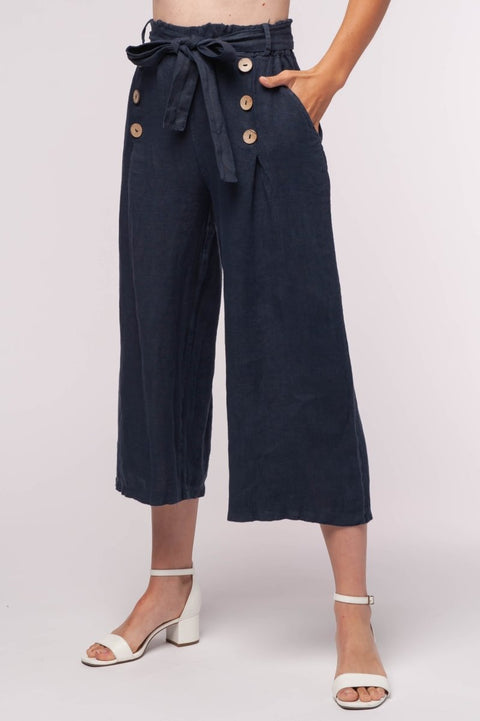 Euro Linen Tie Waist Culotte - Breathable Naturals | Glam & Fame Clothing