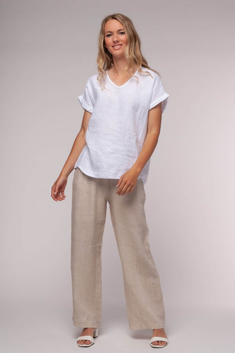 Euro Linen Tie Waist Pant - Breathable Naturals | Glam & Fame Clothing
