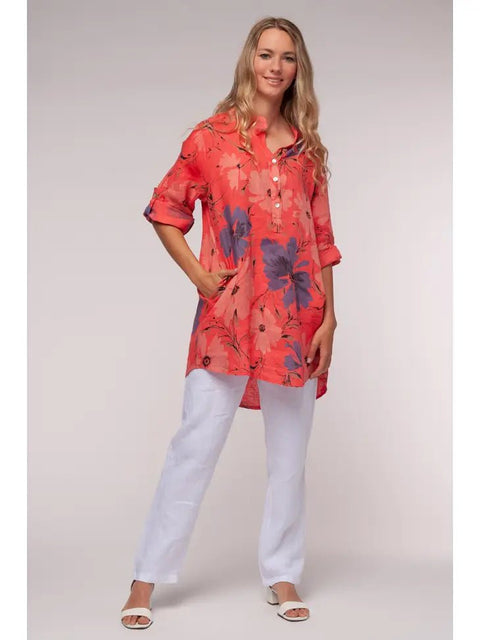 Euro Linen Tunic Blouse - Breathable Naturals | Glam & Fame Clothing