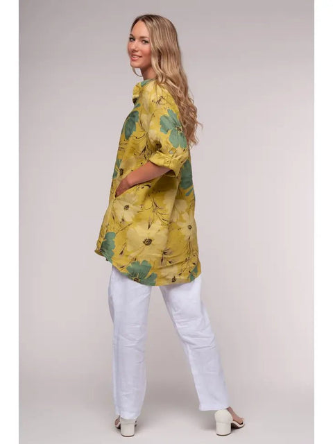 Euro Linen Tunic Blouse - Breathable Naturals | Glam & Fame Clothing