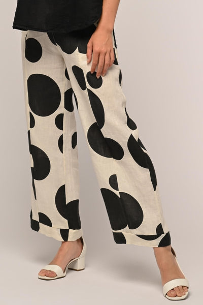 French Linen Crop Pant Spots Print - Breathable Naturals | Glam & Fame Clothing