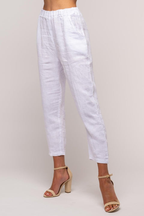 French Linen Slim Leg Pant Premium Woven - Breathable Naturals | Glam & Fame Clothing