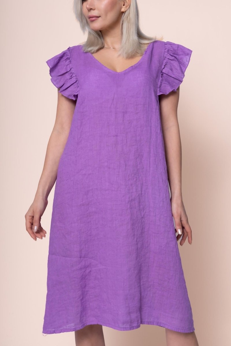 Linen Dress - OS11229-106 - Breathable Naturals | Glam & Fame Clothing