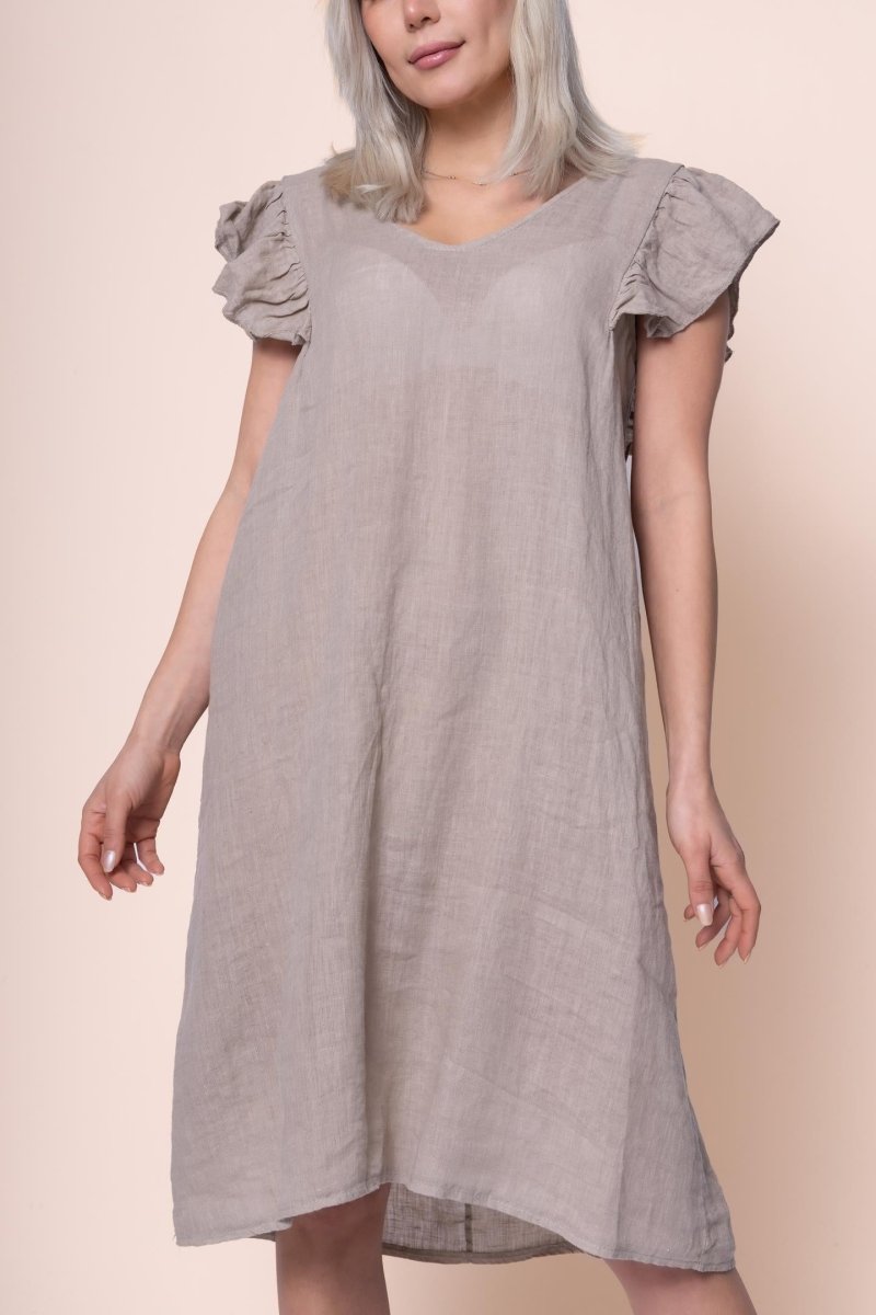 Linen Dress - OS11229-40 - Breathable Naturals | Glam & Fame Clothing