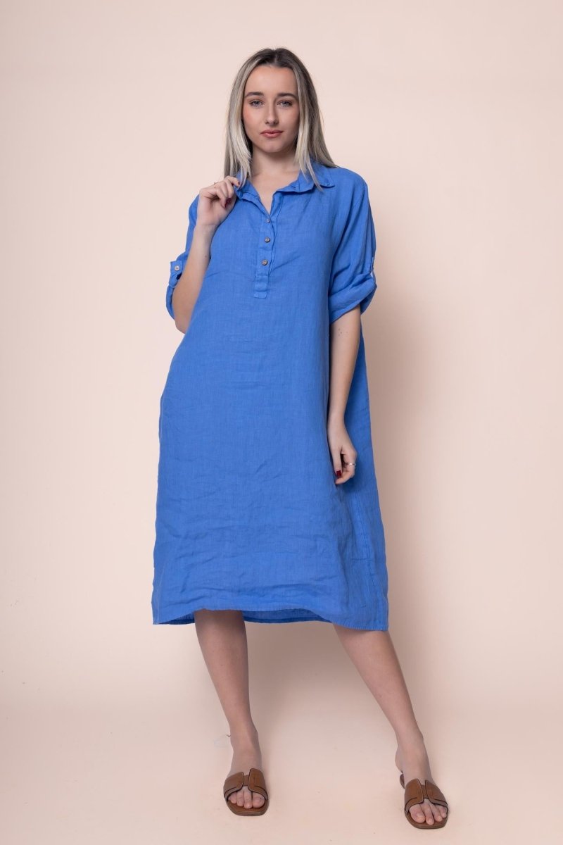 Linen Dress - OS18402-175 - Breathable Naturals | Glam & Fame Clothing