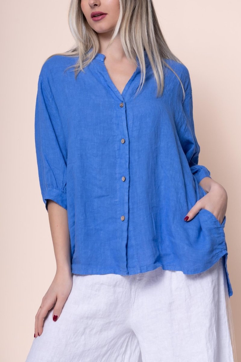 Linen Shirt - OS18730-175 - Breathable Naturals | Glam & Fame Clothing
