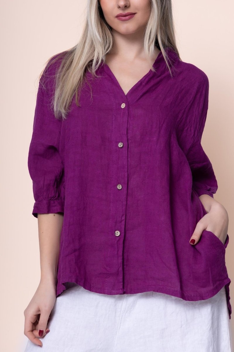 Linen Shirt - OS18730-3 - Breathable Naturals | Glam & Fame Clothing