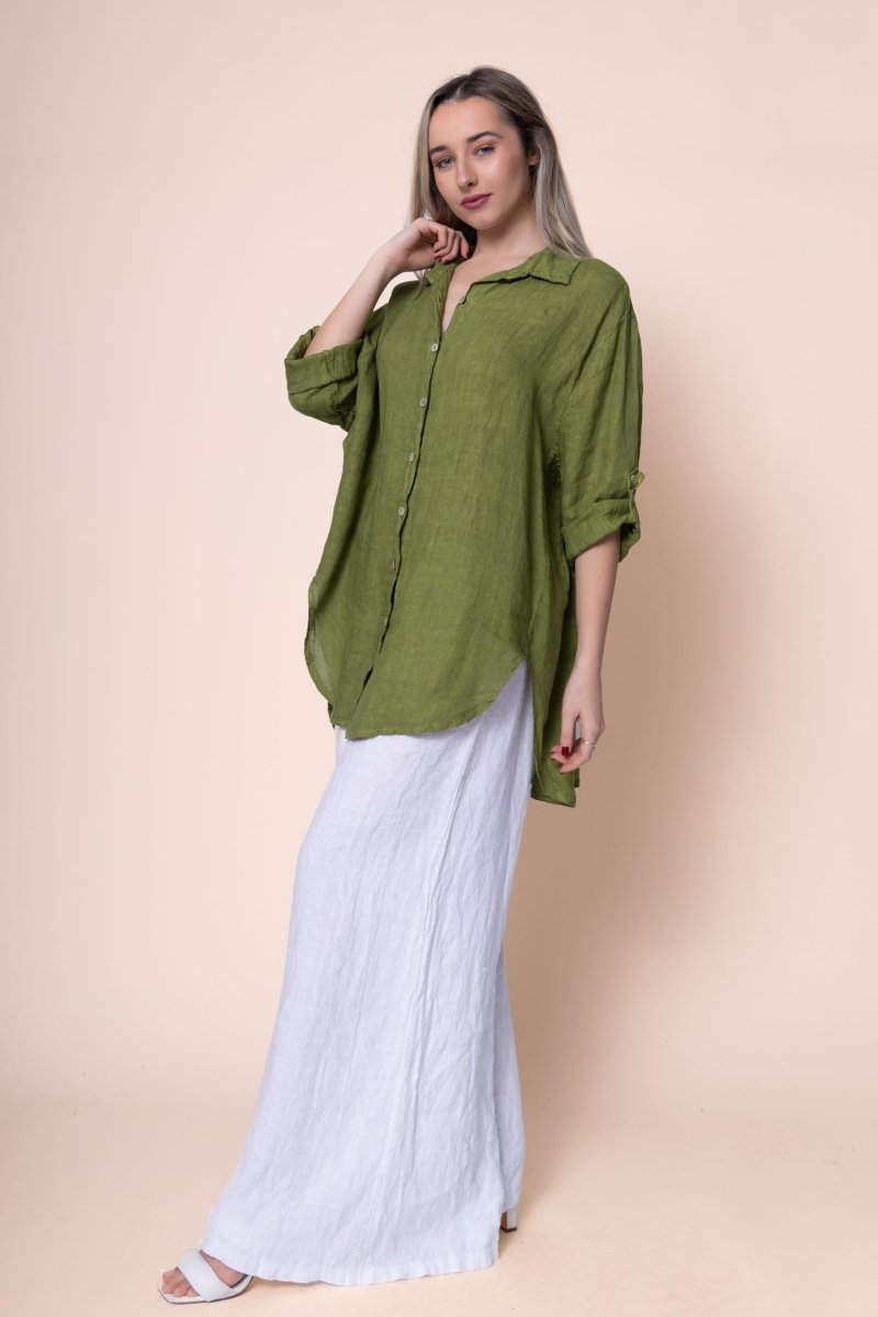 Linen Shirt - OS18899-4 - Breathable Naturals | Glam & Fame Clothing