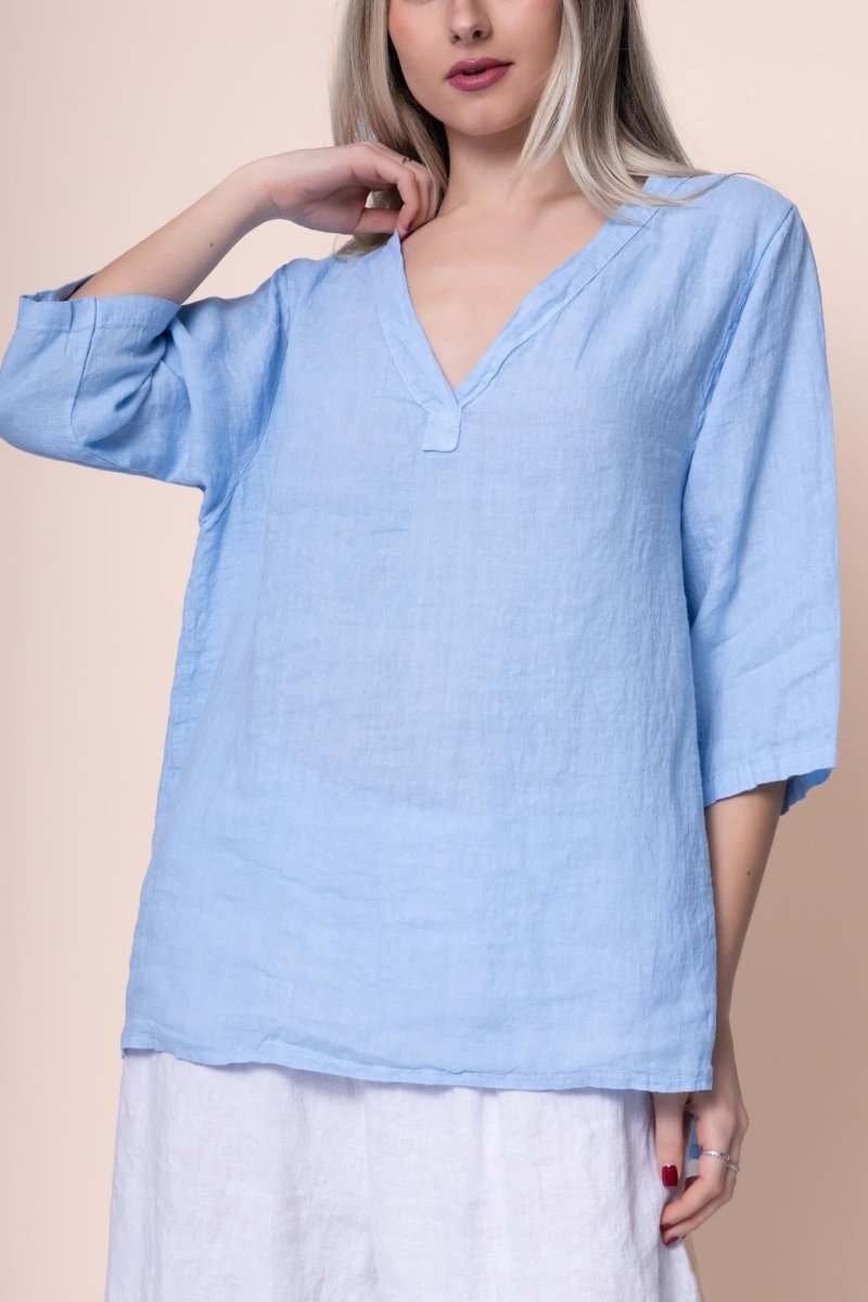 Linen Top - OS19078-31 - Breathable Naturals | Glam & Fame Clothing