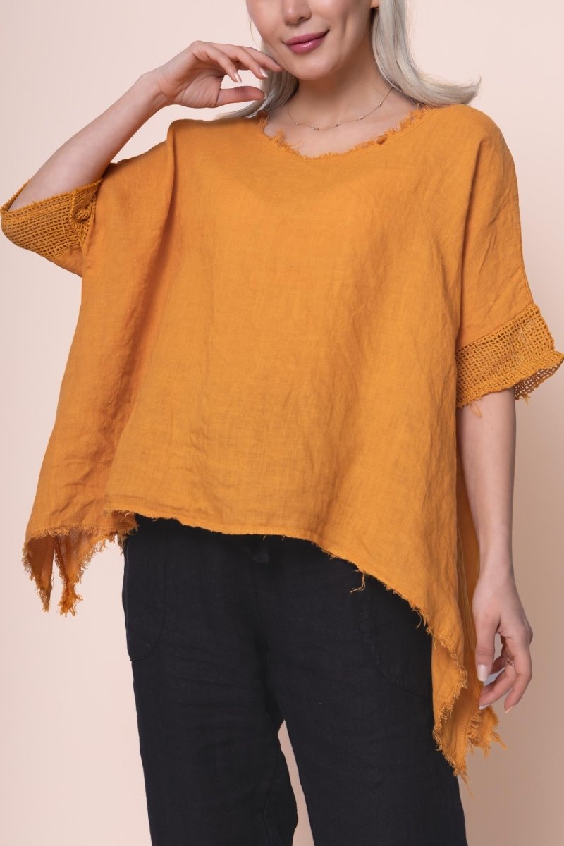 Linen Top - OS1430-135 - Breathable Naturals | Glam & Fame Clothing
