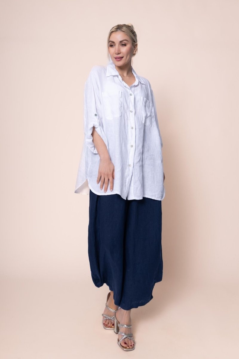 Linen Shirt - OS1439-11 - Breathable Naturals | Glam & Fame Clothing