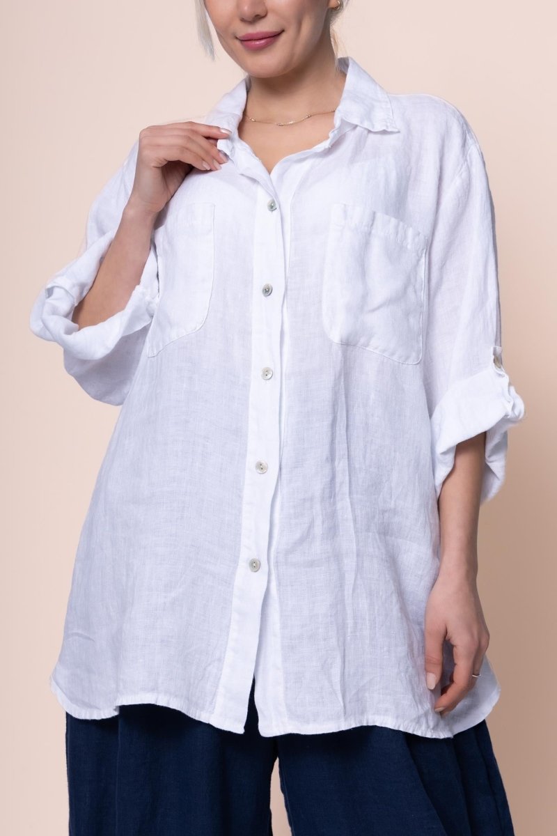 Linen Shirt - OS1439-11 - Breathable Naturals | Glam & Fame Clothing