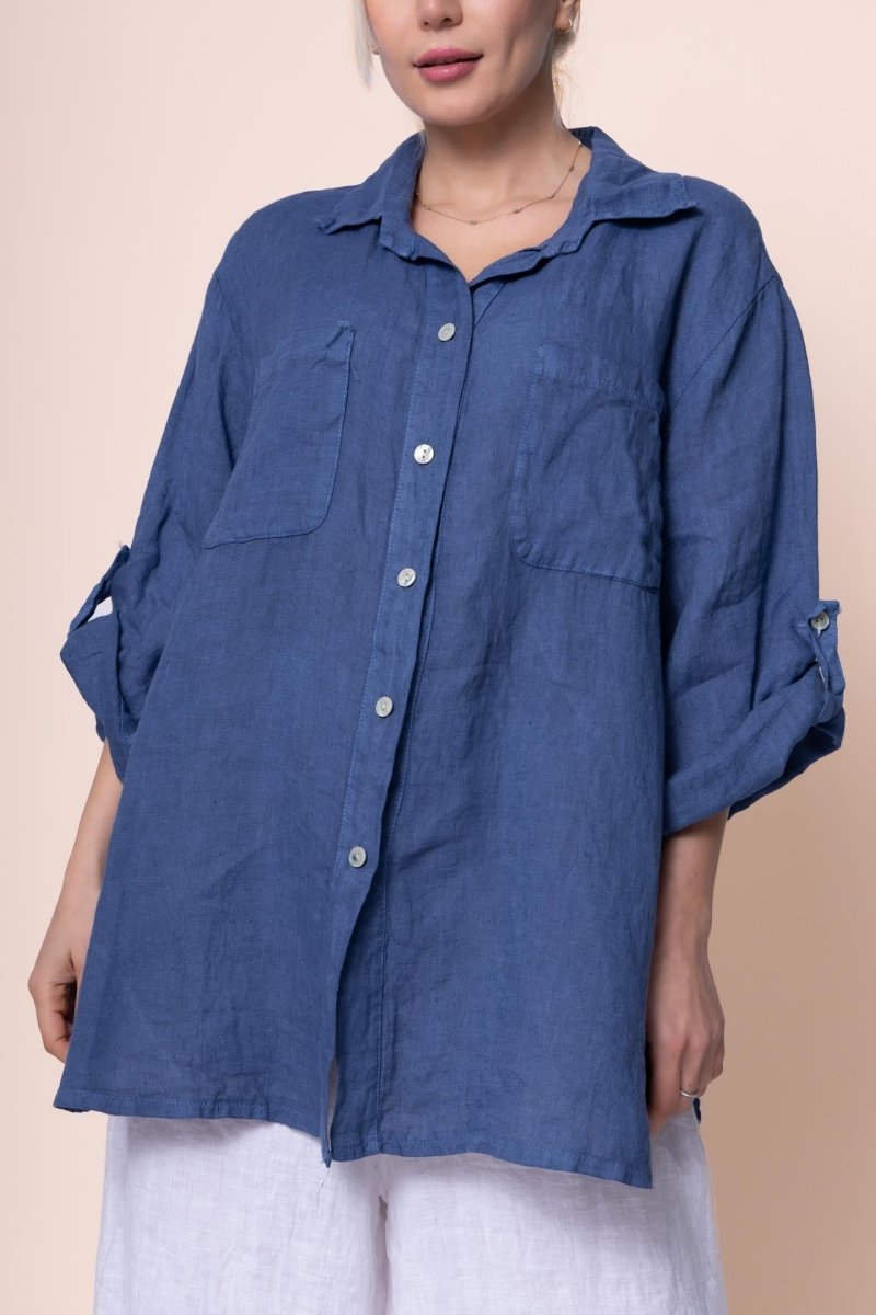 Linen Shirt - OS1439-185 - Breathable Naturals | Glam & Fame Clothing
