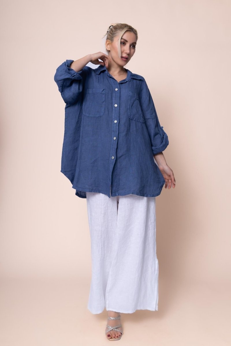 Linen Shirt - OS1439-185 - Breathable Naturals | Glam & Fame Clothing