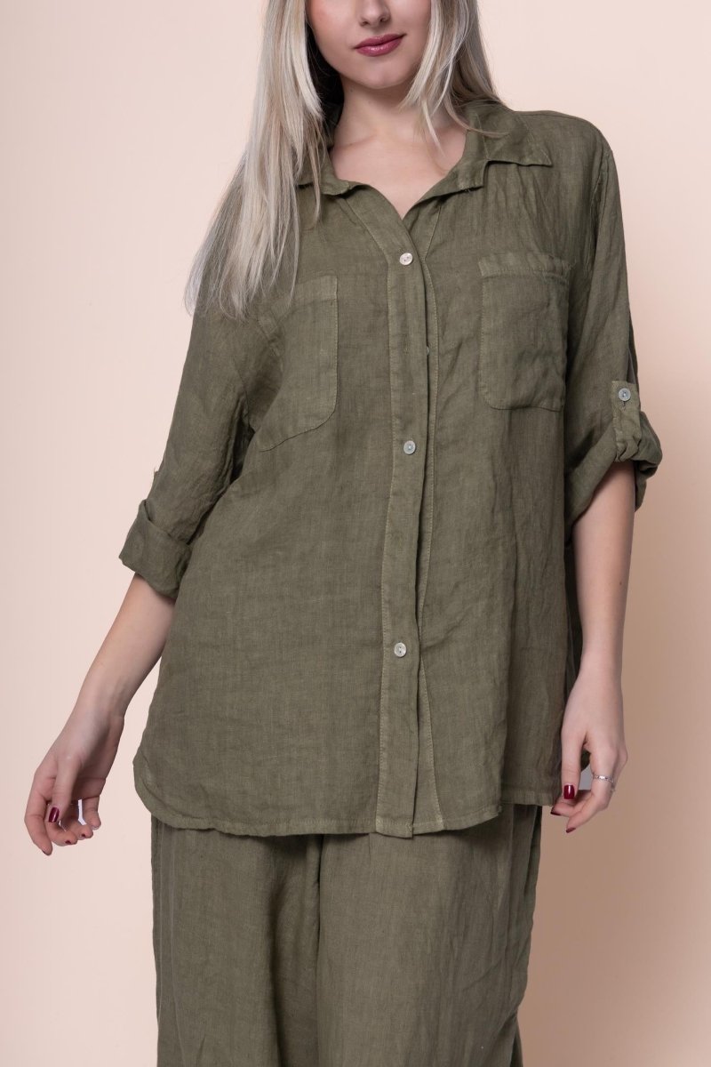 Linen Shirt - OS1439-189 - Breathable Naturals | Glam & Fame Clothing