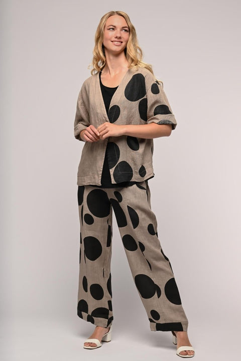 Premium French Linen Jacket Spots Print - Breathable Naturals | Glam & Fame Clothing